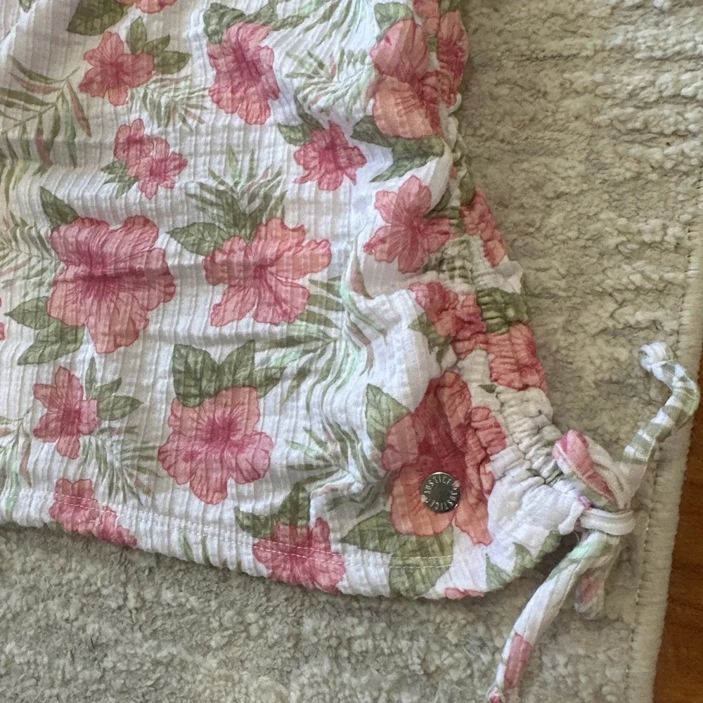 Justice‎ Floral Top Blouse Sweetheart Neck Thick Straps Pink Flowers Girls Sz XL